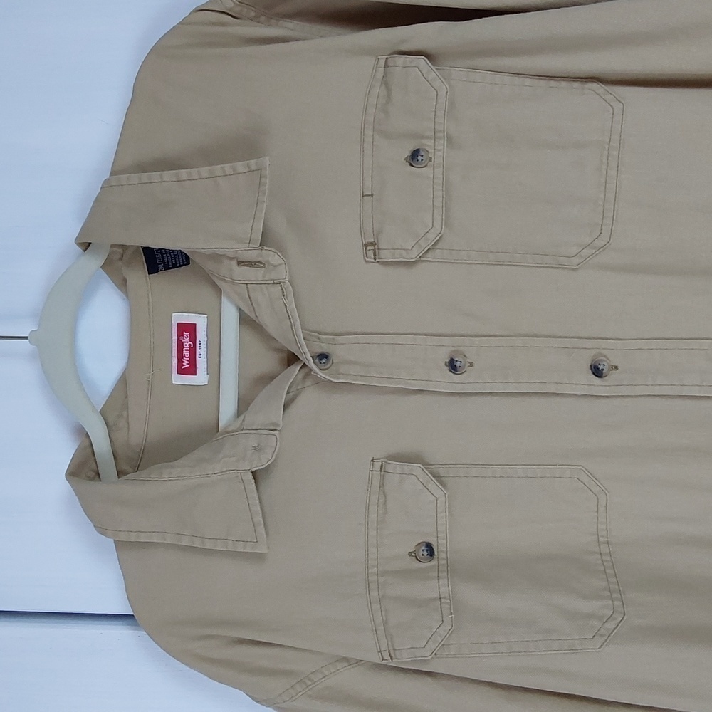 Wrangler|Mens Tan/Khaki Short Sleeve Button Down Shirt Chest Pockets Sz.2X